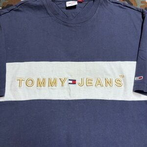 Navy & White Tommy Hilfiger Tommy Jeans T-Shirt – XXL – Embroidered Logo & Flag